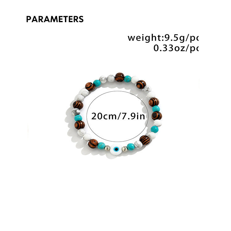 Bracelet de perles pour homme Olivenorma Turquoise Evil Eye