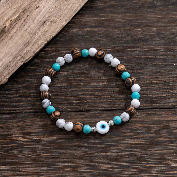 Bracelet de perles pour homme Olivenorma Turquoise Evil Eye