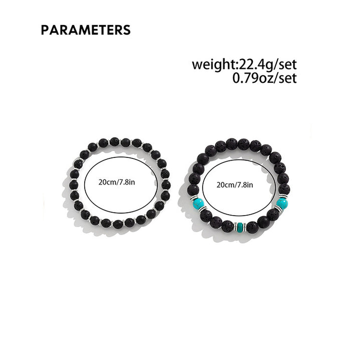 Ensemble de bracelets pour hommes en pierre de lave turquoise Olivenorma