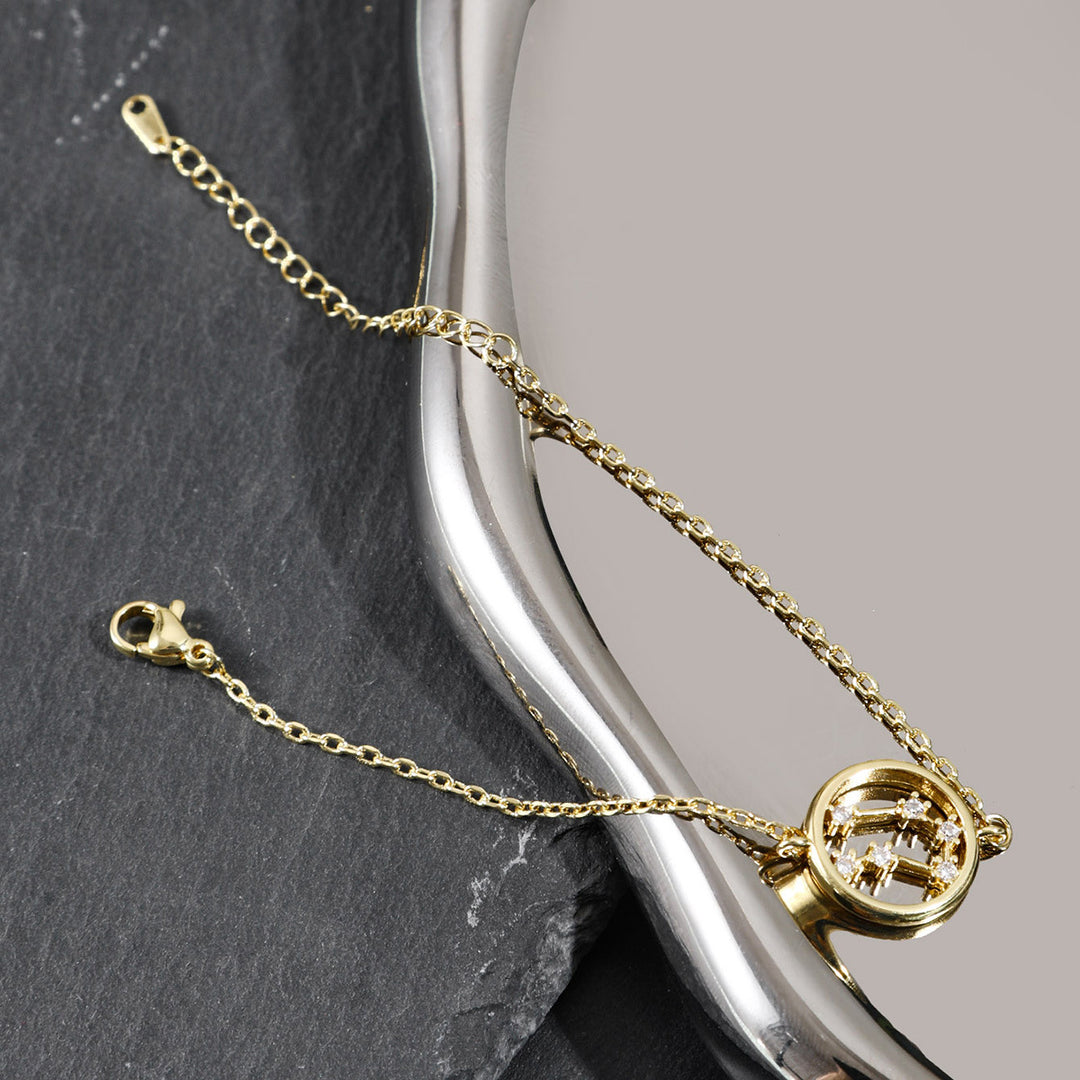Bracelet astrologie du zodiaque en zircon blanc Olivenorma
