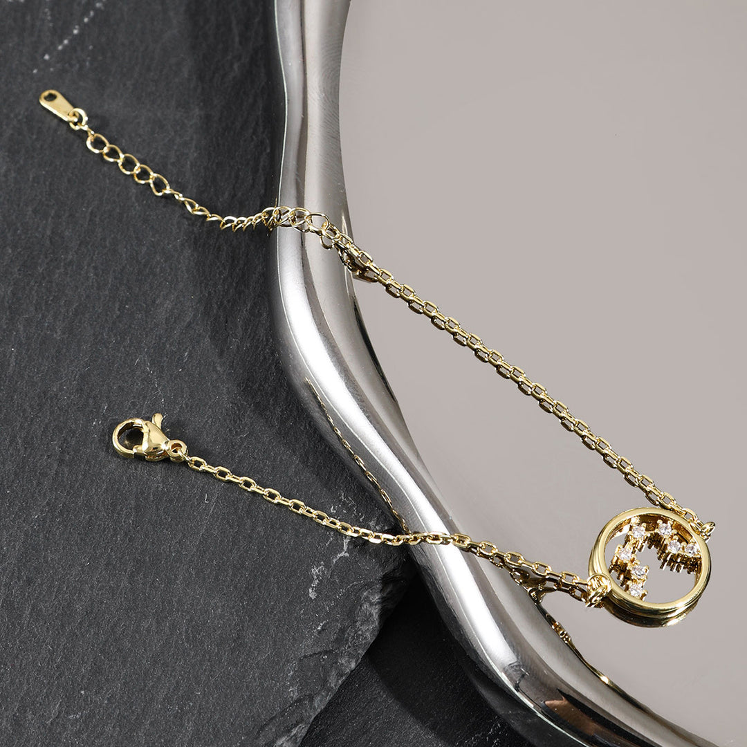 Bracelet astrologie du zodiaque en zircon blanc Olivenorma