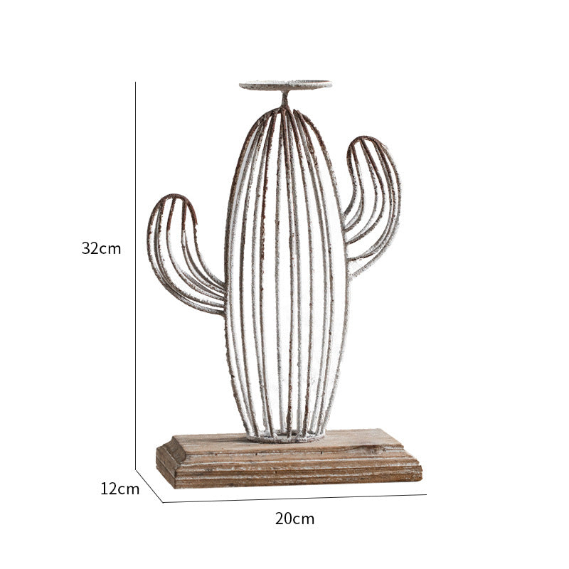 Bougeoir décoratif de table en fer forgé en forme de cactus Olivenorma