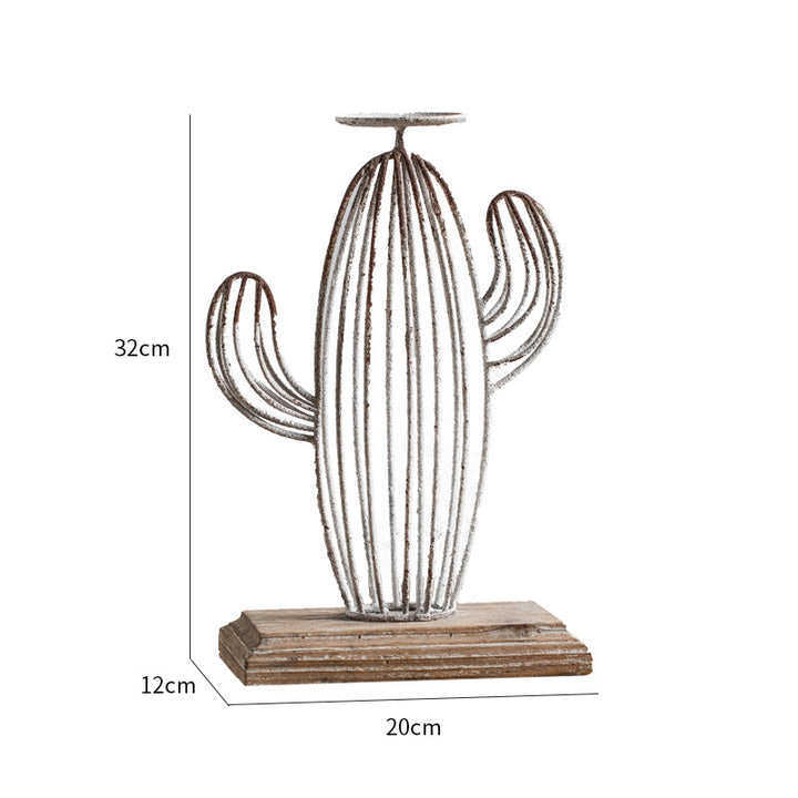 Bougeoir décoratif de table en fer forgé en forme de cactus Olivenorma
