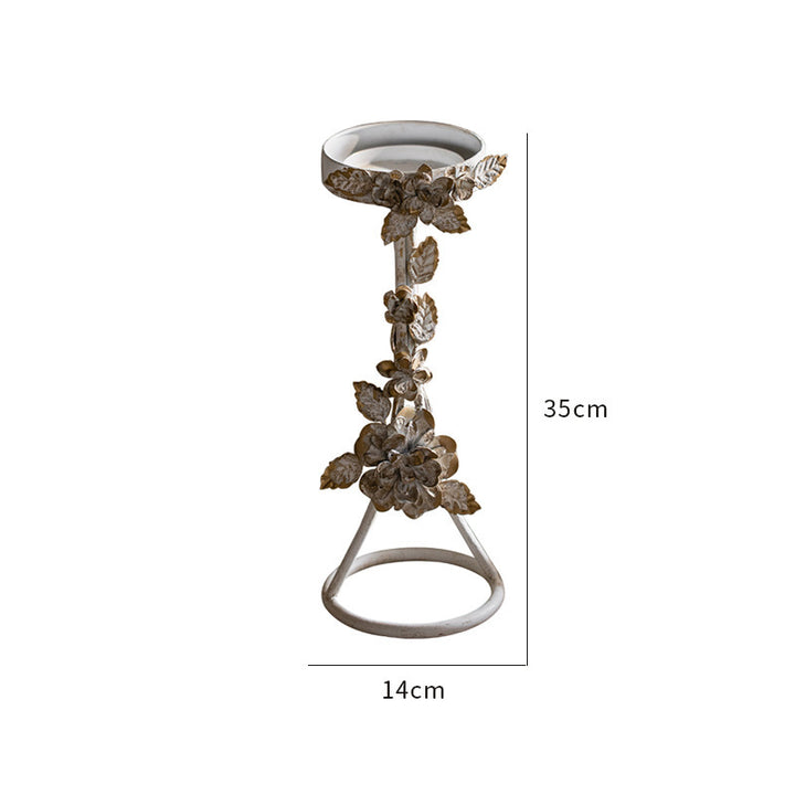 Bougeoir décoratif rétro en fer antique avec motif floral Olivenorma