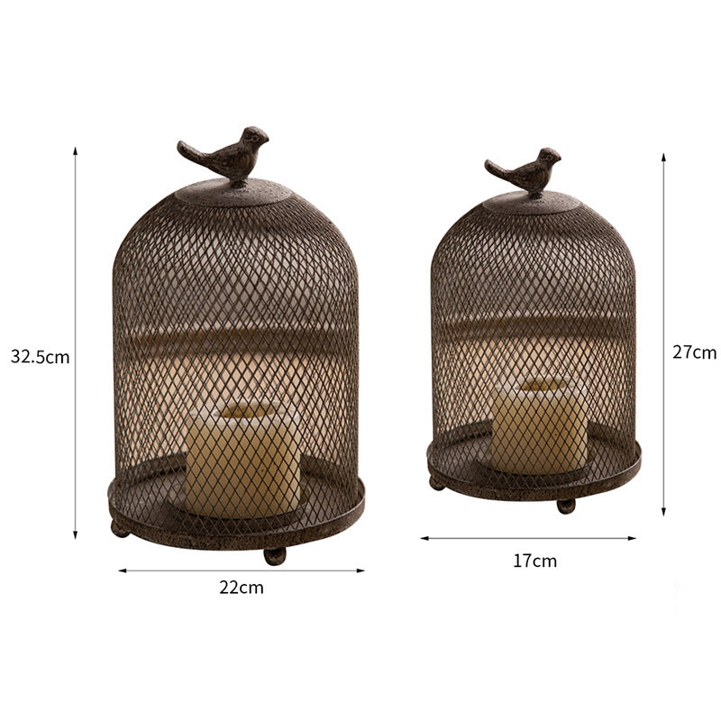 Bougeoir décoratif classique en forme de cage à oiseaux en fer Olivenorma