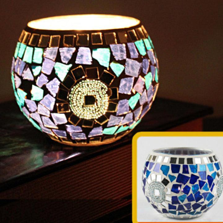 Bougeoir en mosaïque de verre rétro européen Olivenorma