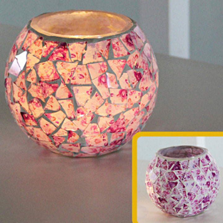 Bougeoir en mosaïque de verre rétro européen Olivenorma