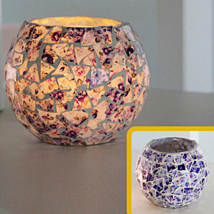 Bougeoir en mosaïque de verre rétro européen Olivenorma