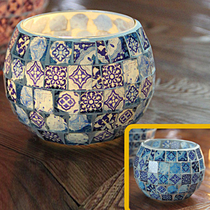 Bougeoir en mosaïque de verre rétro européen Olivenorma