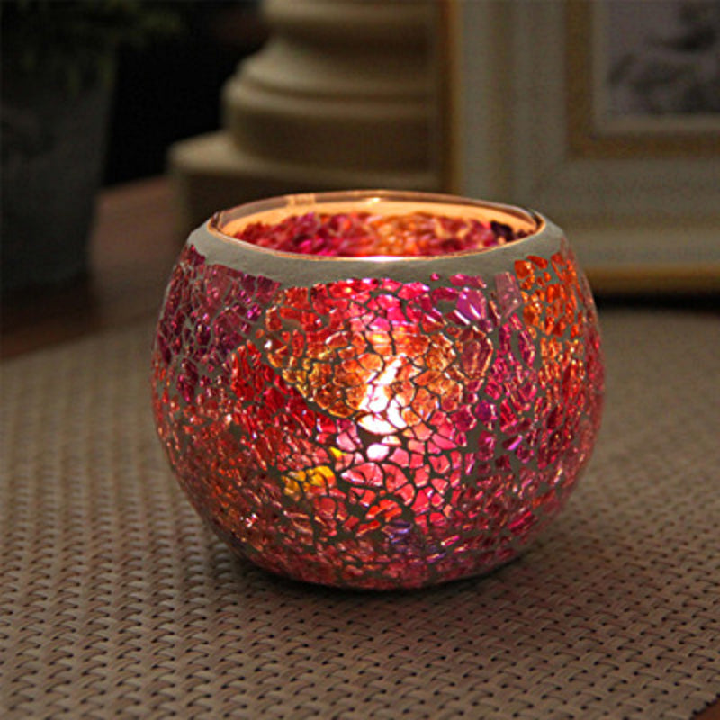Bougeoir en mosaïque de verre rétro européen Olivenorma