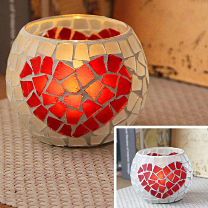 Bougeoir en mosaïque de verre rétro européen Olivenorma