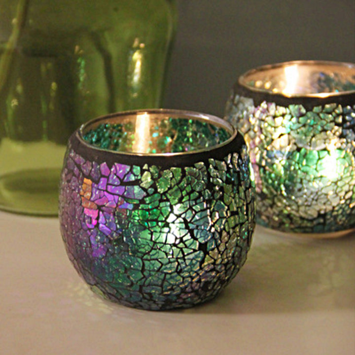 Bougeoir en mosaïque de verre rétro européen Olivenorma