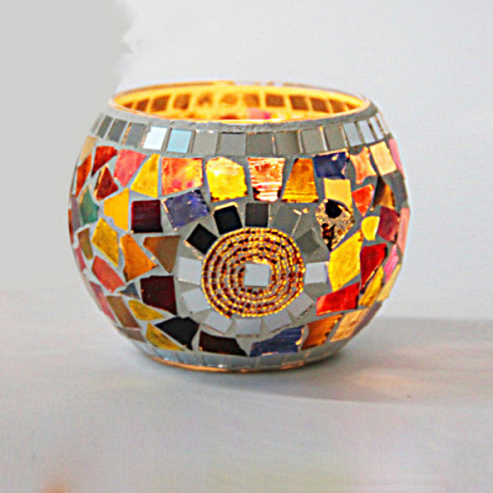 Bougeoir en mosaïque de verre rétro européen Olivenorma