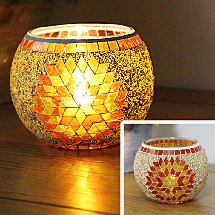 Bougeoir en mosaïque de verre rétro européen Olivenorma