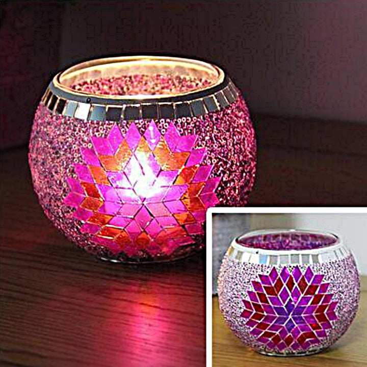 Bougeoir en mosaïque de verre rétro européen Olivenorma