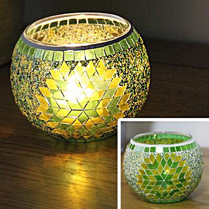 Bougeoir en mosaïque de verre rétro européen Olivenorma
