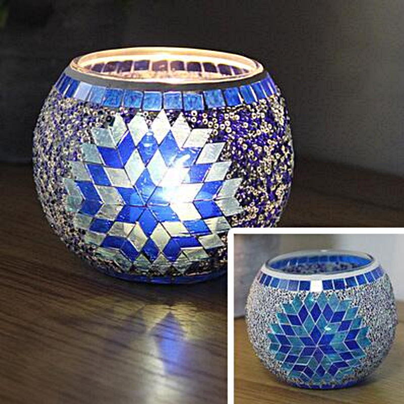 Bougeoir en mosaïque de verre rétro européen Olivenorma