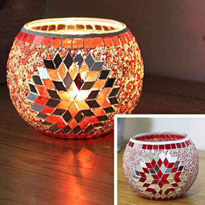 Bougeoir en mosaïque de verre rétro européen Olivenorma