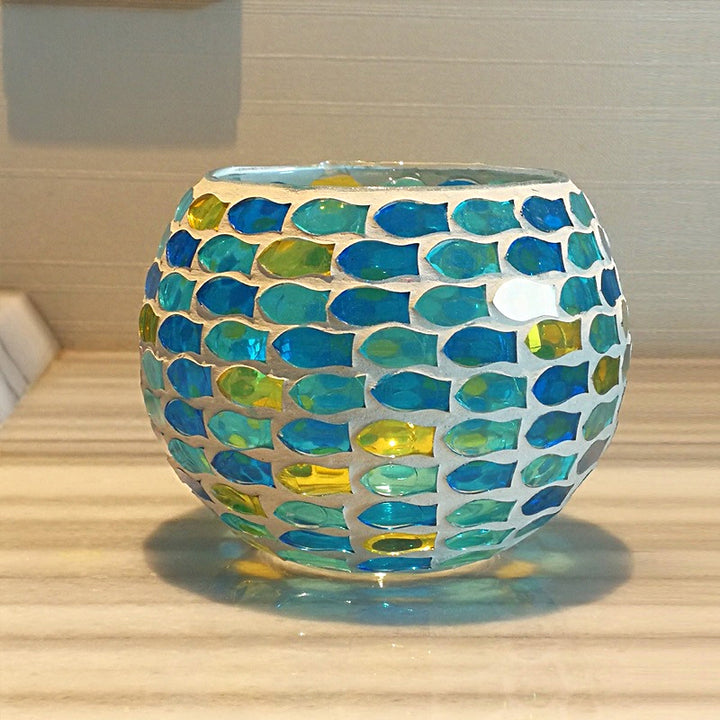 Bougeoir en mosaïque de verre rétro européen Olivenorma