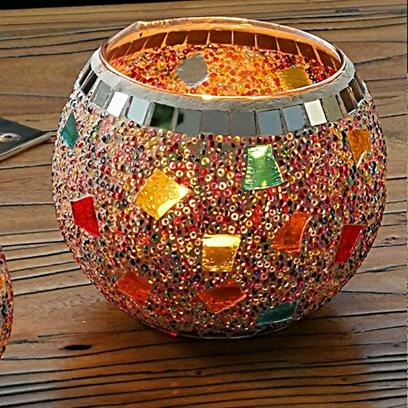 Bougeoir en mosaïque de verre rétro européen Olivenorma