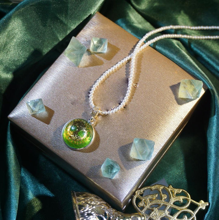 Ensemble de bijoux avec collier et bracelet en perles péridot et arbre de vie Olivenorma