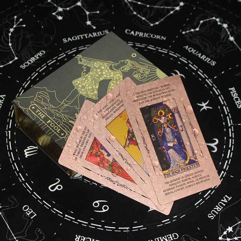 Carte de tarot en PVC imperméable à imprimé cosmique Olivenorma en or rose