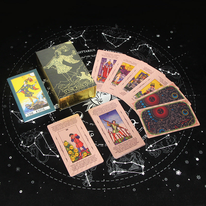 Carte de tarot en PVC imperméable à imprimé cosmique Olivenorma en or rose