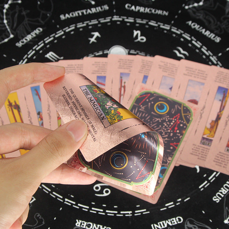 Carte de tarot en PVC imperméable à imprimé cosmique Olivenorma en or rose