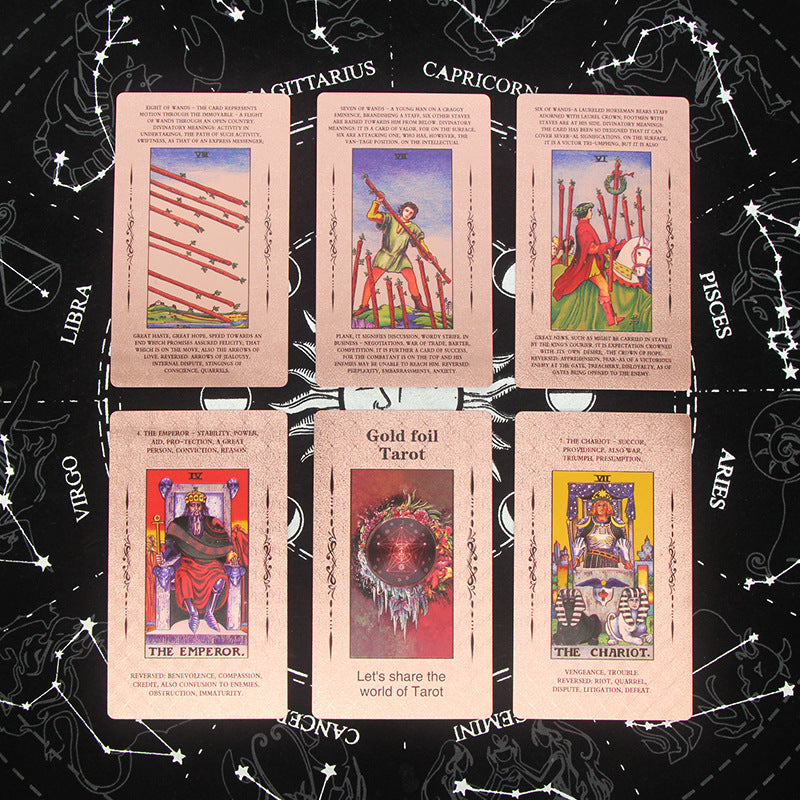 Carte de tarot en PVC imperméable à imprimé cosmique Olivenorma en or rose