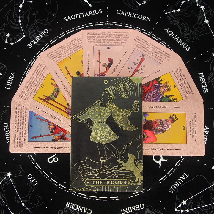 Carte de tarot en PVC imperméable à imprimé cosmique Olivenorma en or rose
