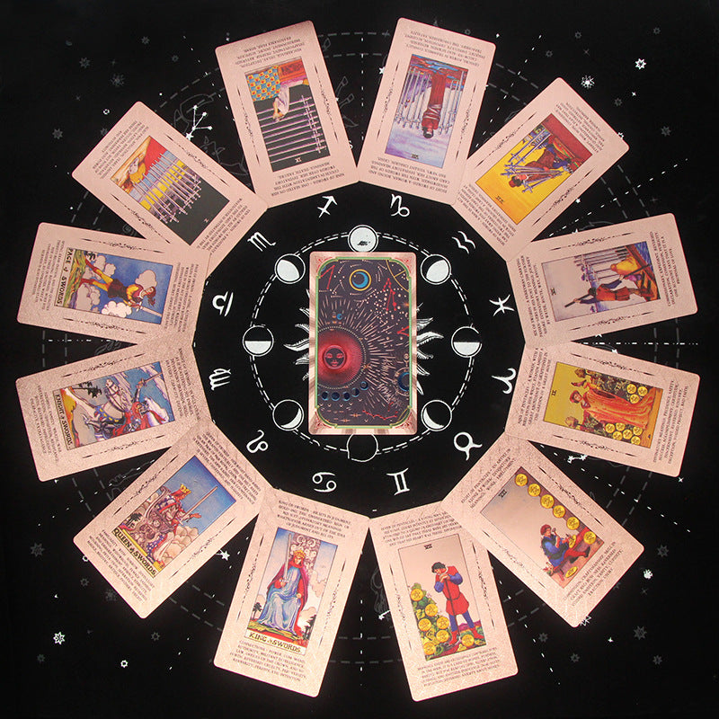 Carte de tarot en PVC imperméable à imprimé cosmique Olivenorma en or rose