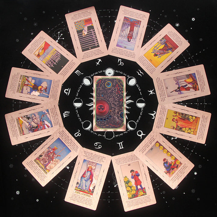 Carte de tarot en PVC imperméable à imprimé cosmique Olivenorma en or rose