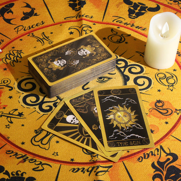 Carte de tarot imperméable en PVC noir et doré avec motif de crâne Olivenorma