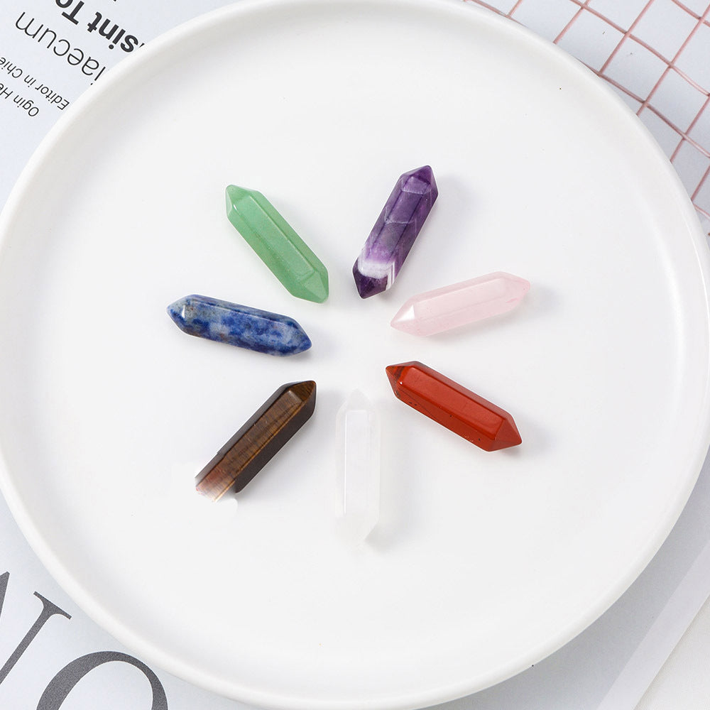 Colonne à double pointe en cristal naturel Olivenorma pour décoration de chakra