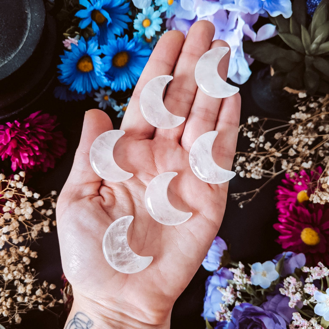 Olivenorma Lot de 3 petites lunes en cristal transparent pour décoration artisanale