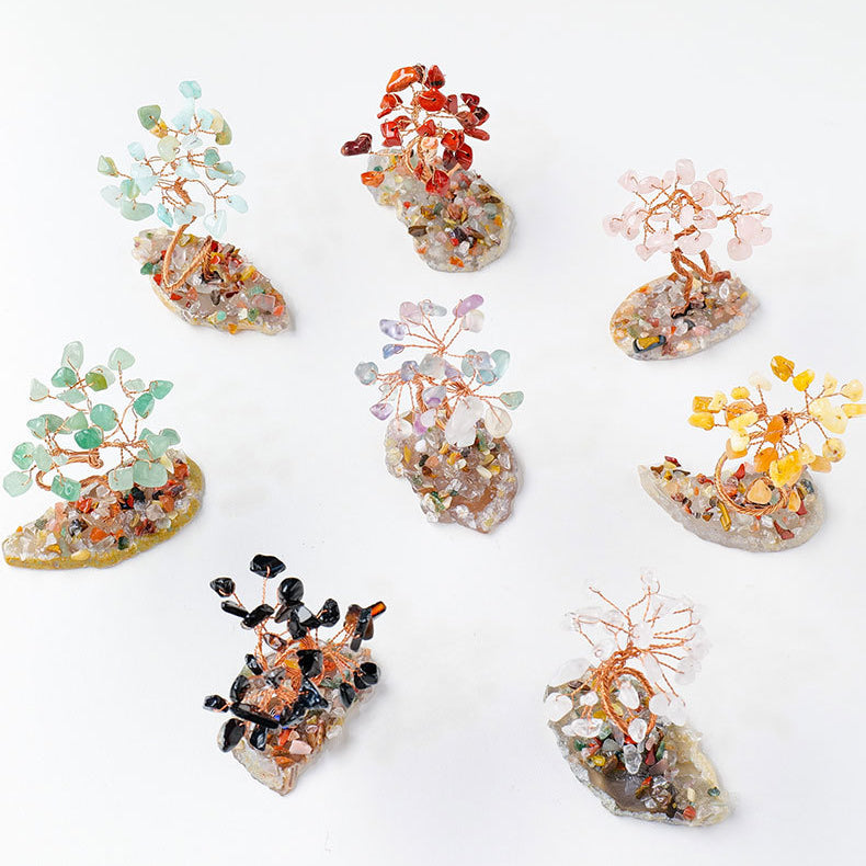 Olivenorma 1pc Arbre à argent Arbre Feng Shui enveloppé de fil de cuivre