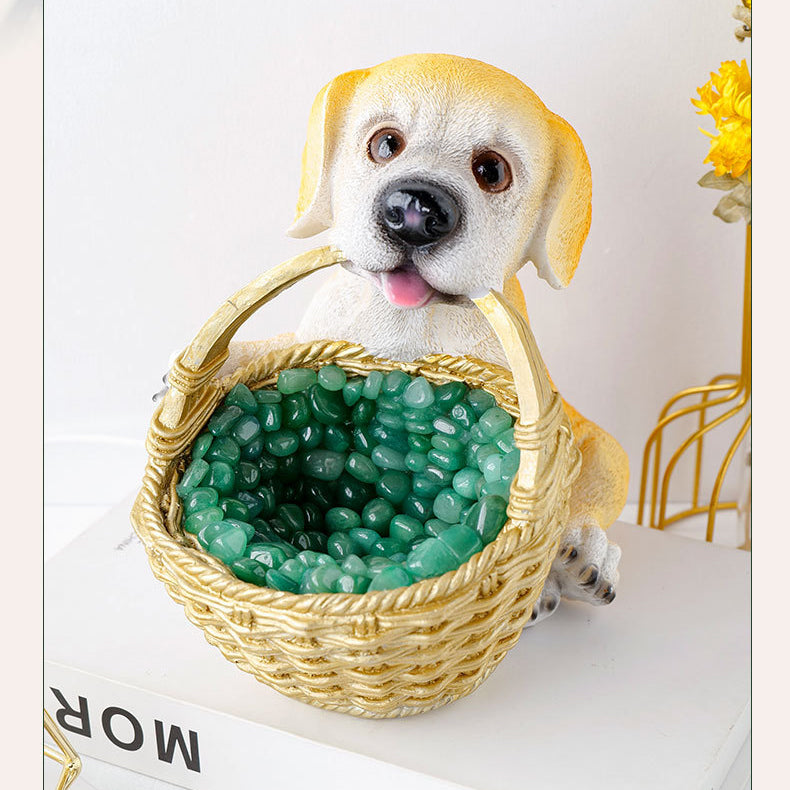 Lampe de nuit en cristal en forme de chien avec gravier en cristal naturel Olivenorma