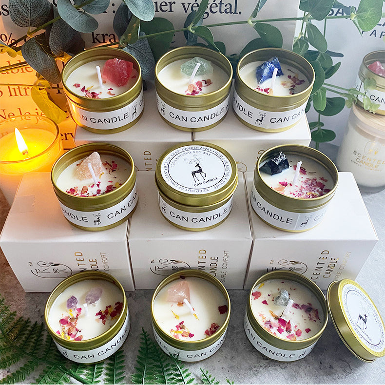 Bougie en boîte de conservation Olivenorma Fleurs séchées Cristal Aromathérapie
