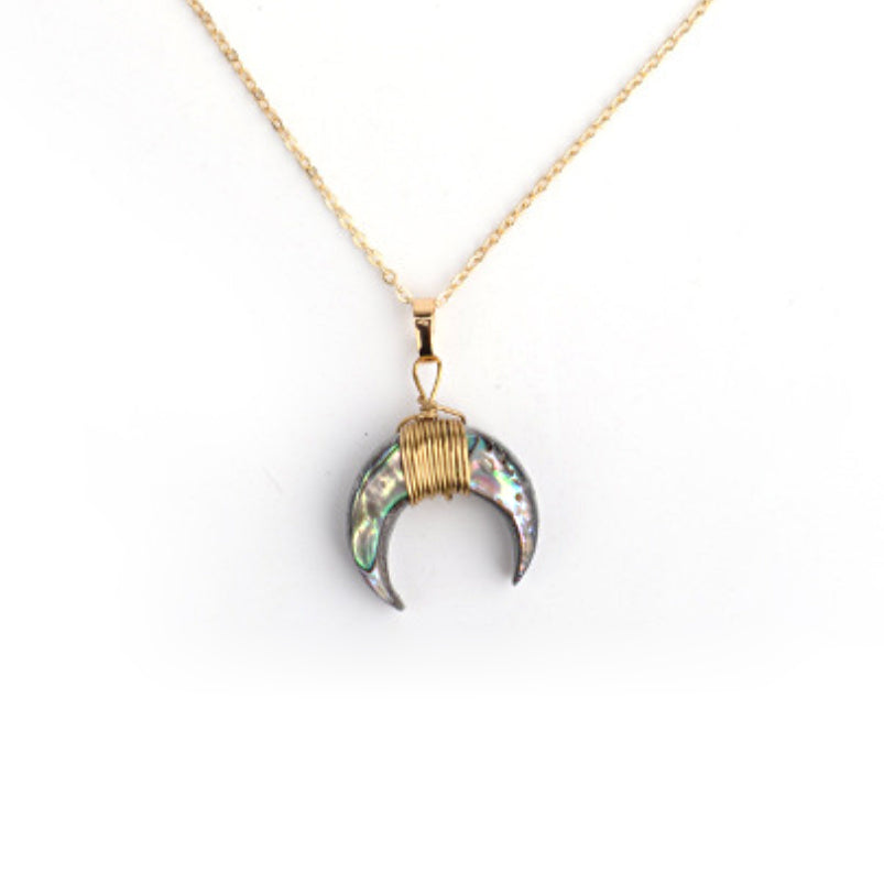 Collier croissant de lune en pierres précieuses Olivenorma