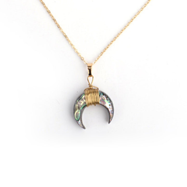 Collier croissant de lune en pierres précieuses Olivenorma