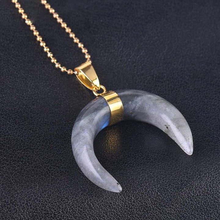 Collier croissant de lune en pierres précieuses Olivenorma