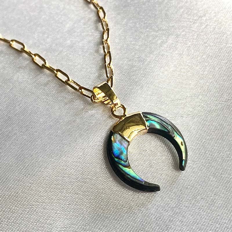 Collier croissant de lune en pierres précieuses Olivenorma