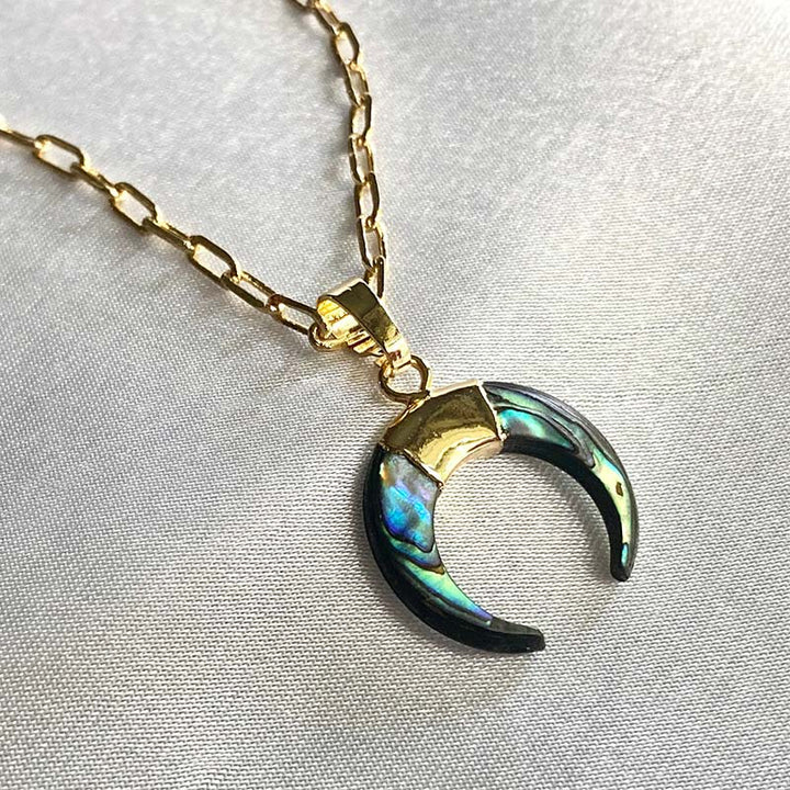 Collier croissant de lune en pierres précieuses Olivenorma