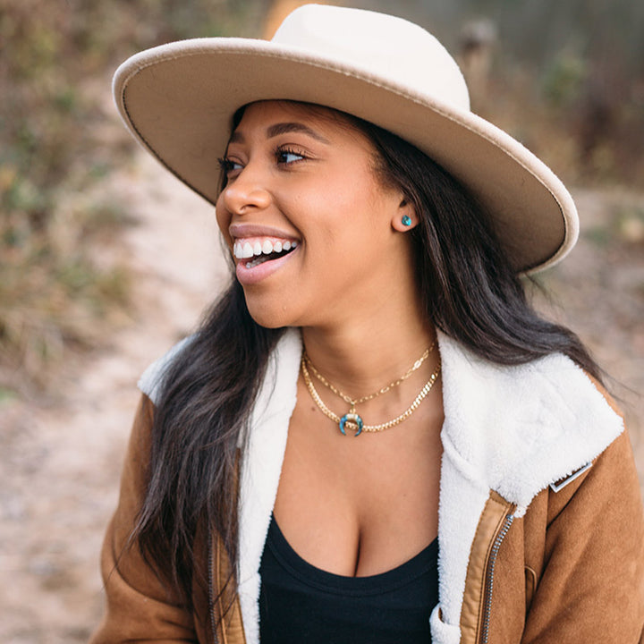 Collier croissant de lune en pierres précieuses Olivenorma