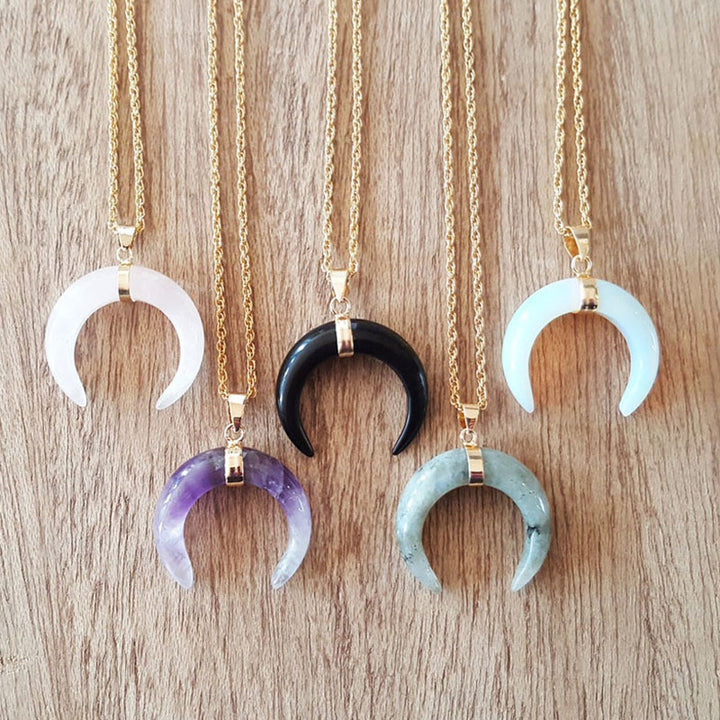 Collier croissant de lune en pierres précieuses Olivenorma