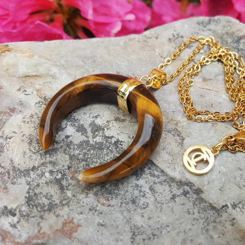 Collier croissant de lune en pierres précieuses Olivenorma