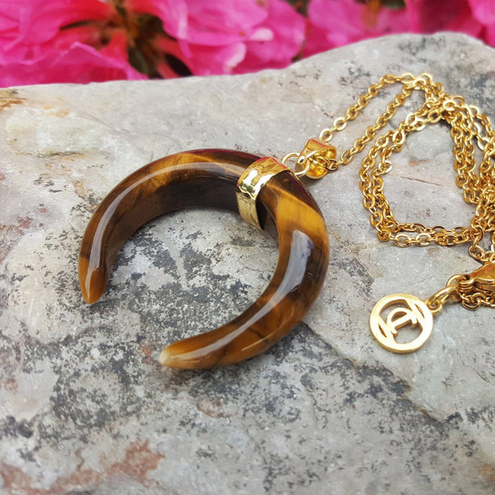 Collier croissant de lune en pierres précieuses Olivenorma