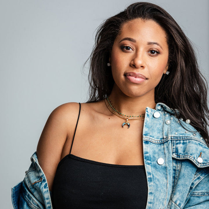 Collier croissant de lune en pierres précieuses Olivenorma