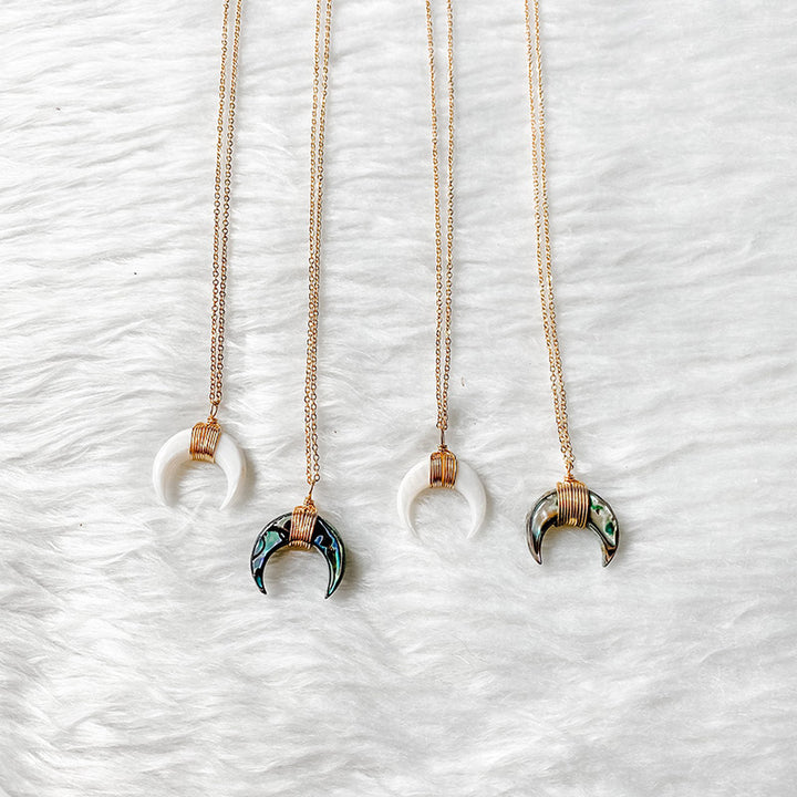 Collier croissant de lune en pierres précieuses Olivenorma