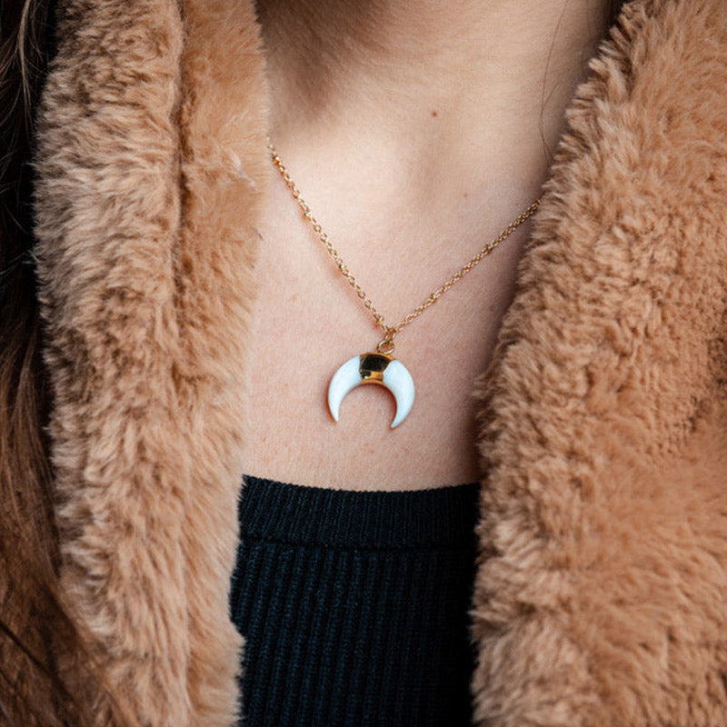 Collier croissant de lune en pierres précieuses Olivenorma